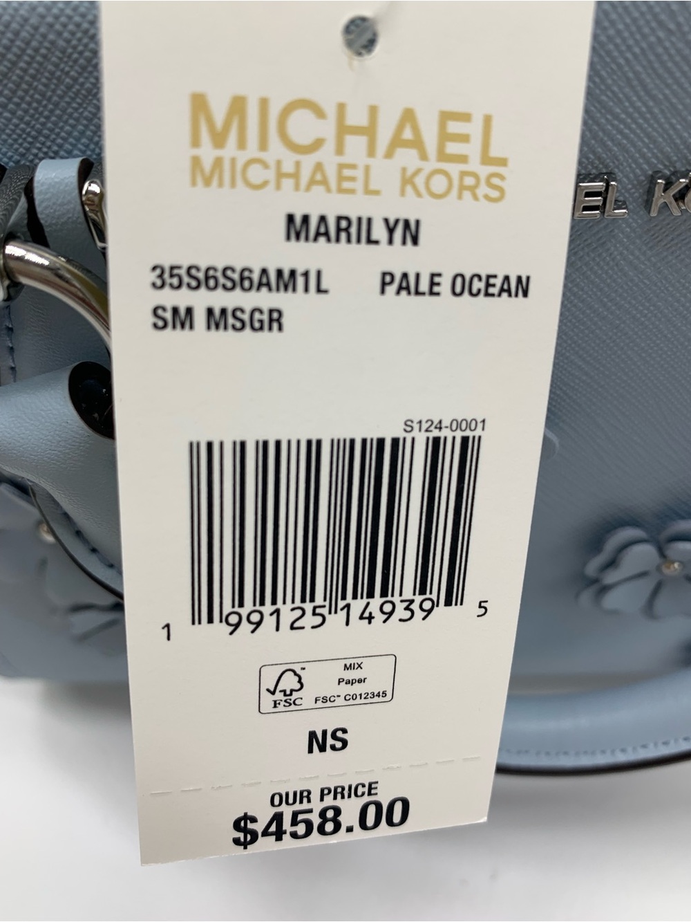 Michael Kors Marilyn Small Embellished Satchel Pale Ocean color - Picture 12 of 15